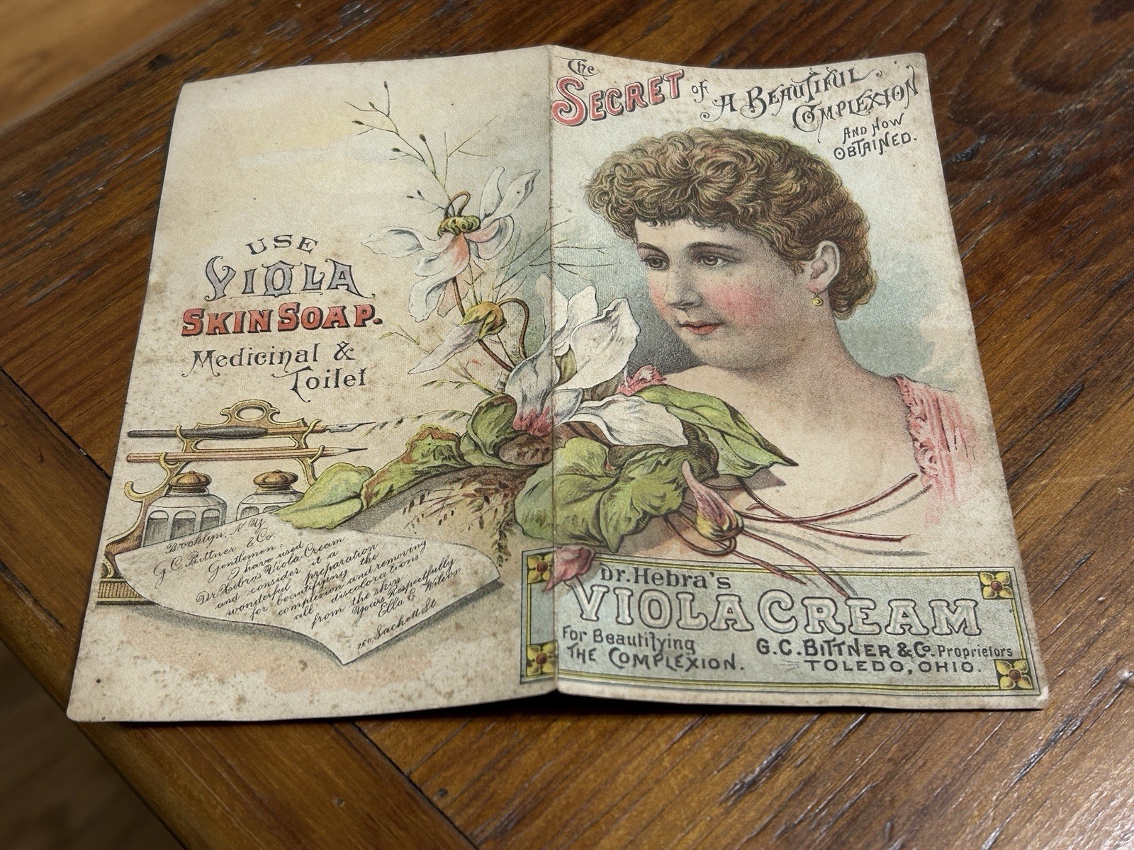 1880s Dr.Hebra's Viola Cream complexion trade booklet G C Bittner, Toledo Ohio J