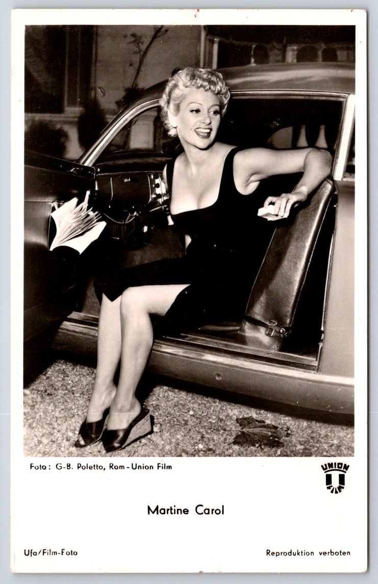Vintage French Actress Martine Carol Glamor Car Photo 1950s