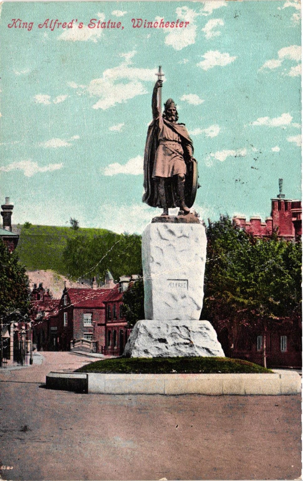 King Alfred's Statue Winchester England UK Edwardian Postcard 1906