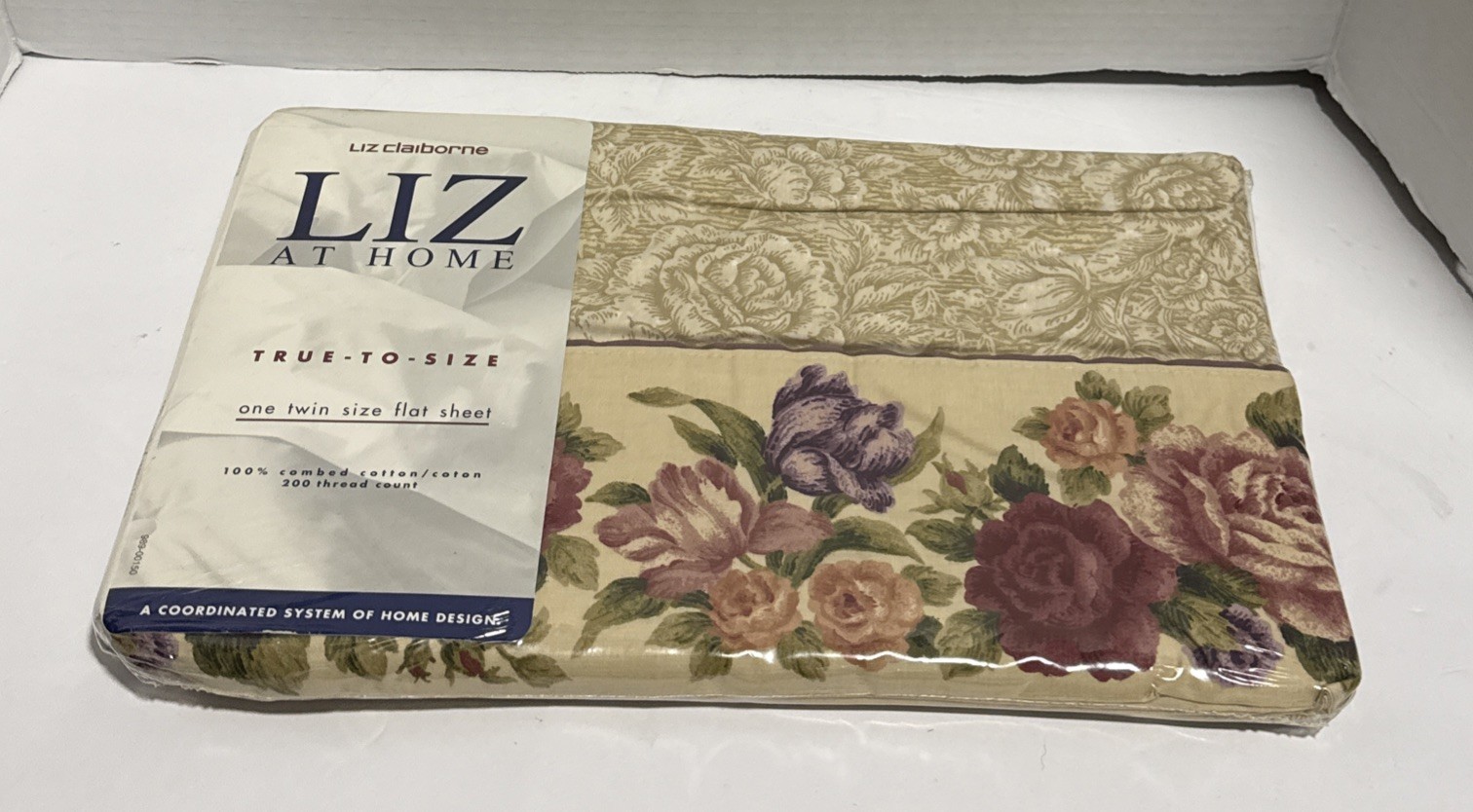 1990s Liz Claiborne At Home 100% Cotton Twin Flat Sheet Rich Mixes