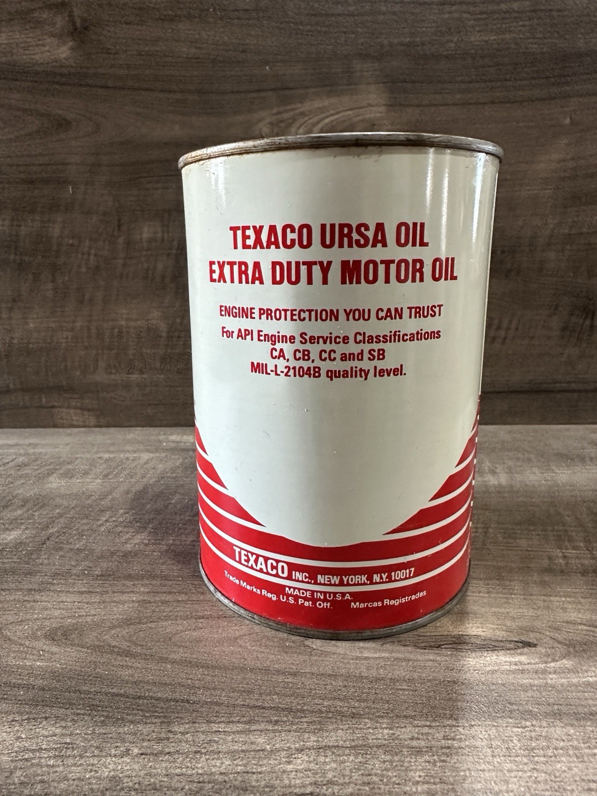 Texaco Ursa Oil Extra Duty Motor Oil Can One U.S. Quart Advertising Collectible