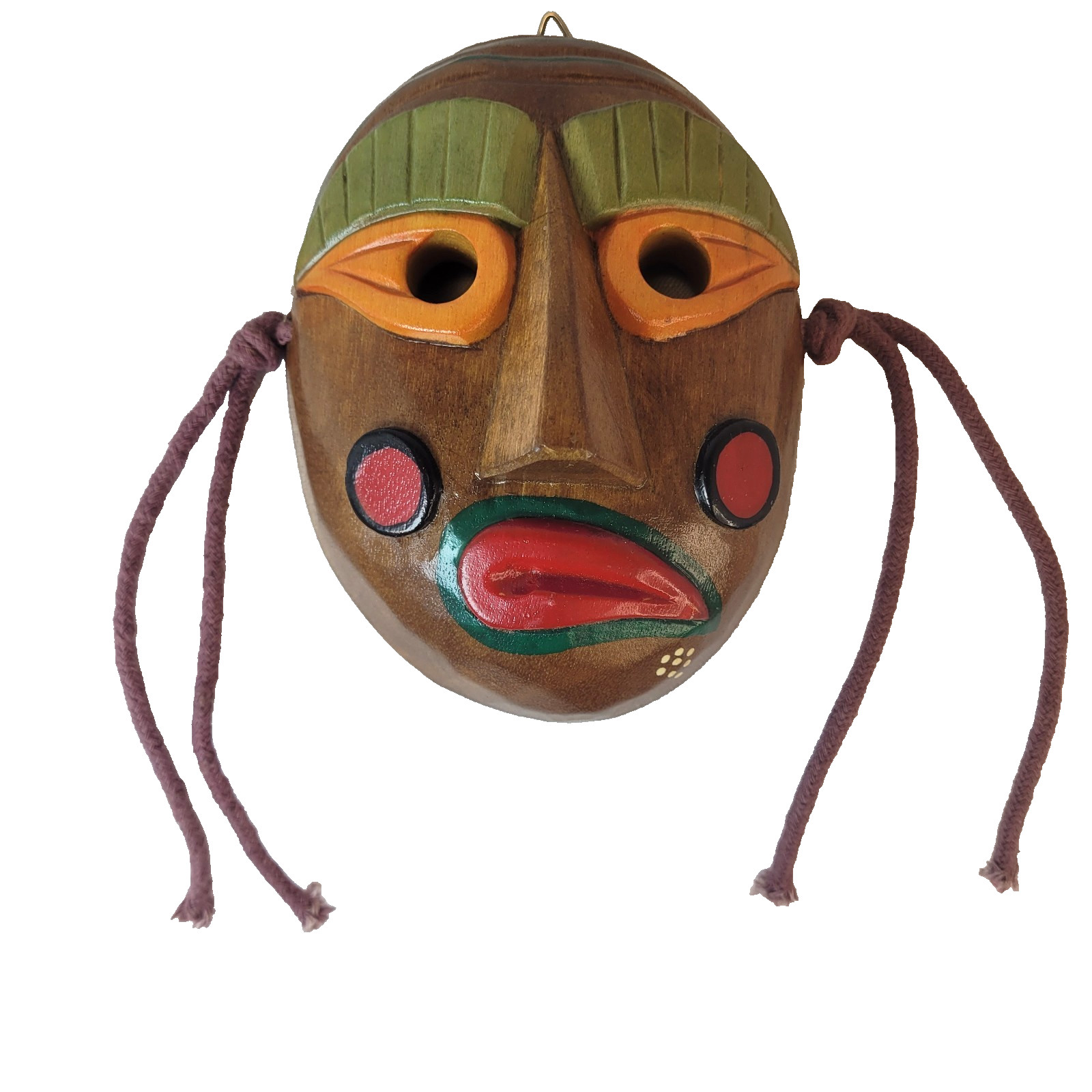 Vintage Korean Traditional Wooden Hanging Mask Hahoetal 5-1/4\ Vintage Korean Traditional Wooden Hanging Mask Hahoetal 5-1/4\