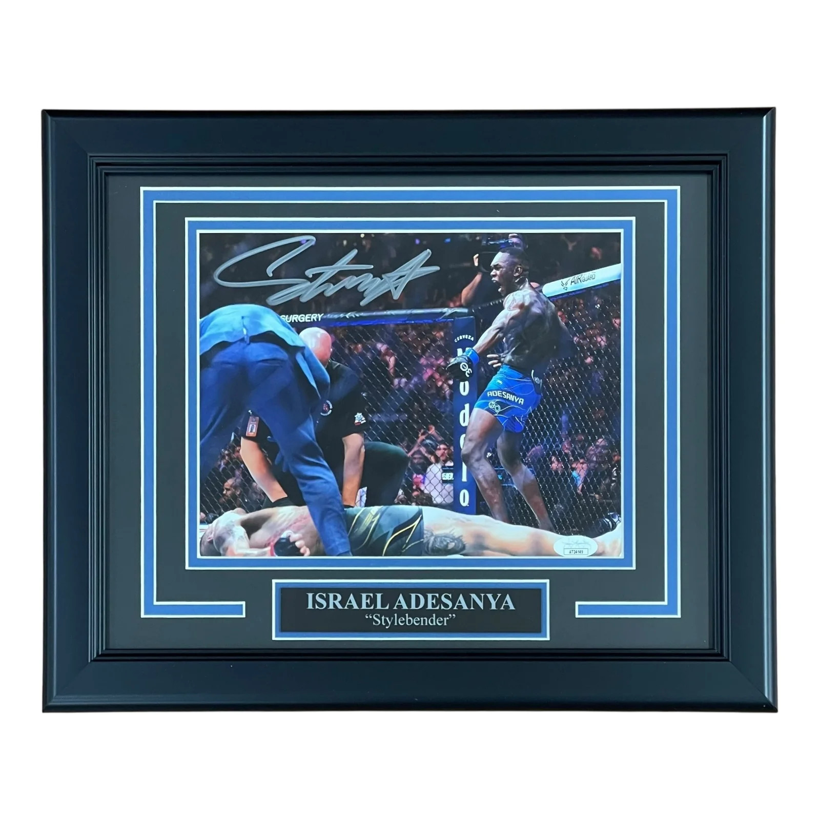 Israel Adesanya Autographed UFC (vs Pereira) Deluxe Framed 8x10 Photo - JSA Israel Adesanya Autographed UFC (vs Pereira) Deluxe Framed 8x10 Photo - JSA