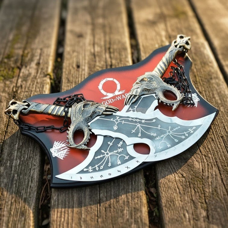 God of War Kratos Blades of Chaos, Stainless Steel Handmade Replica, Display