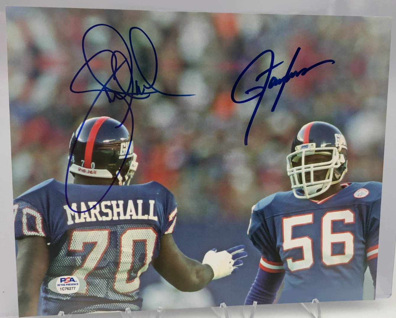 LAWRENCE TAYLOR LEONARD MARSHALL  PSA DUAL AUTO Signed 8x10\