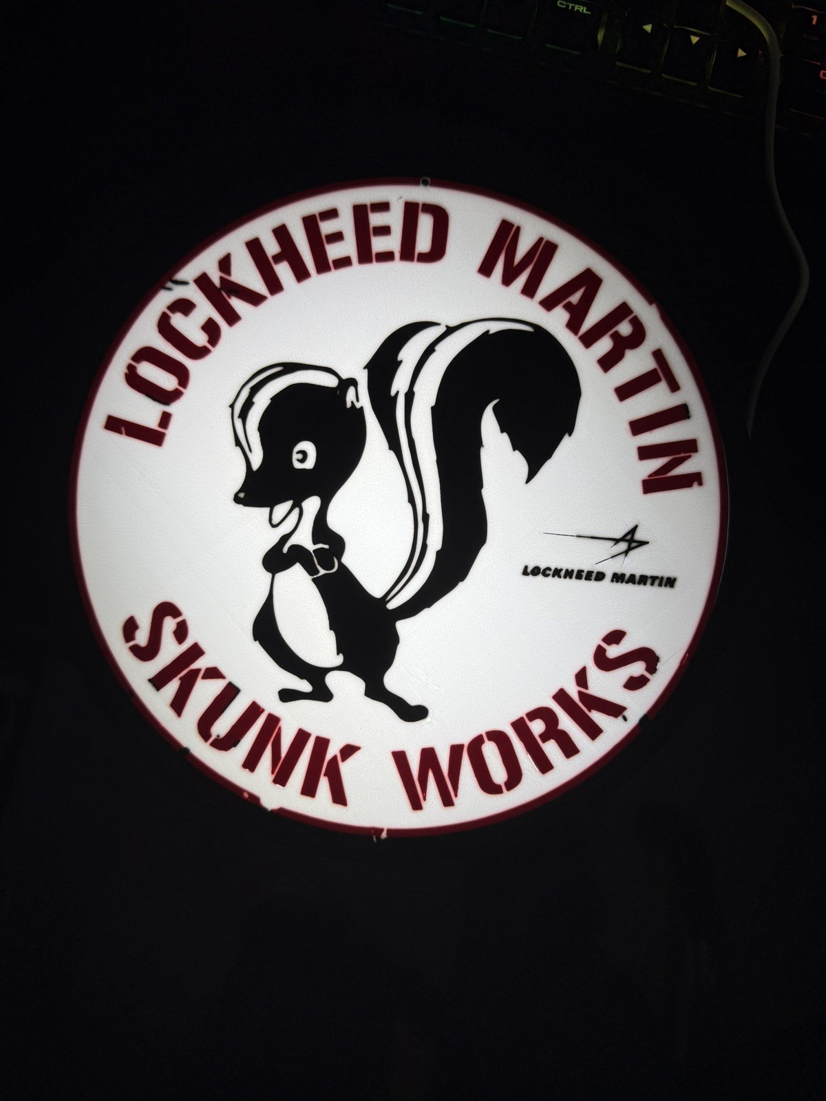 LOCKHEED MARTIN SKUNK WORKS 9.5 inch Round Light Box LED Sign Wall Decor
