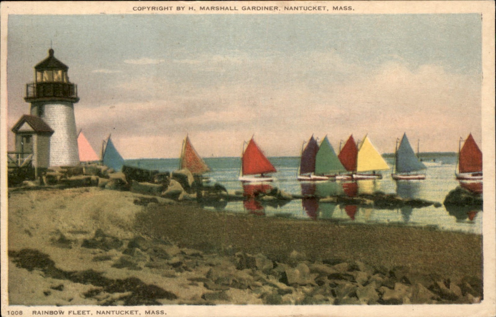 Nantucket MA Rainbow Fleet H. Marshall Gardiner c1910s Vintage Postcard