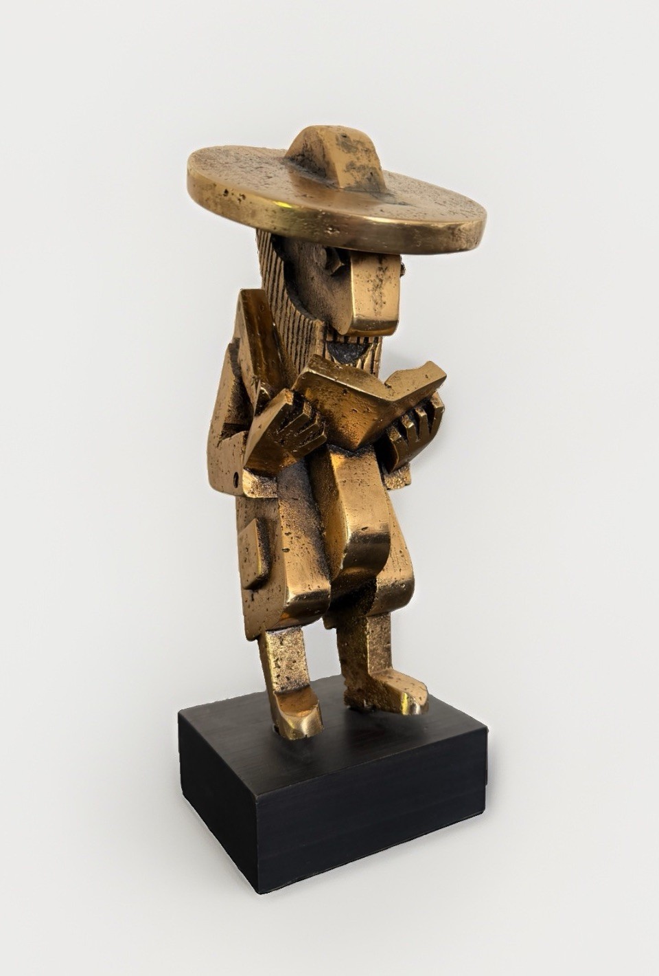 Frank Meisler Rare Judaica Rabbi Praying Mechanical Gold Plated Sculpture 10”
