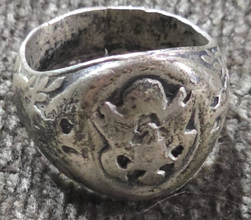 Vintage WWII US Army Eagle Sterling Silver Ring Openwork Branch Military Trench 