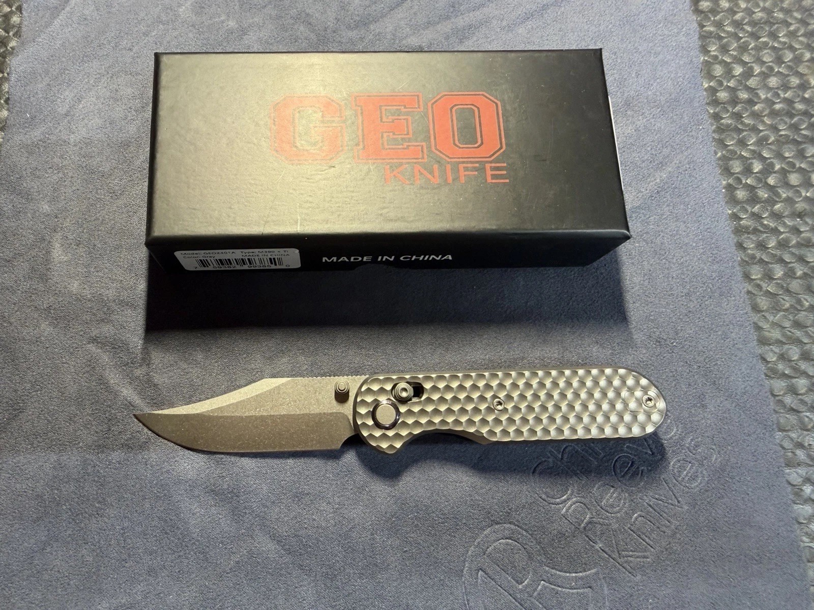 GEO Knife Ethereal Cutter Axis Lock Gray Titanium Folding M390 Knife 2401A