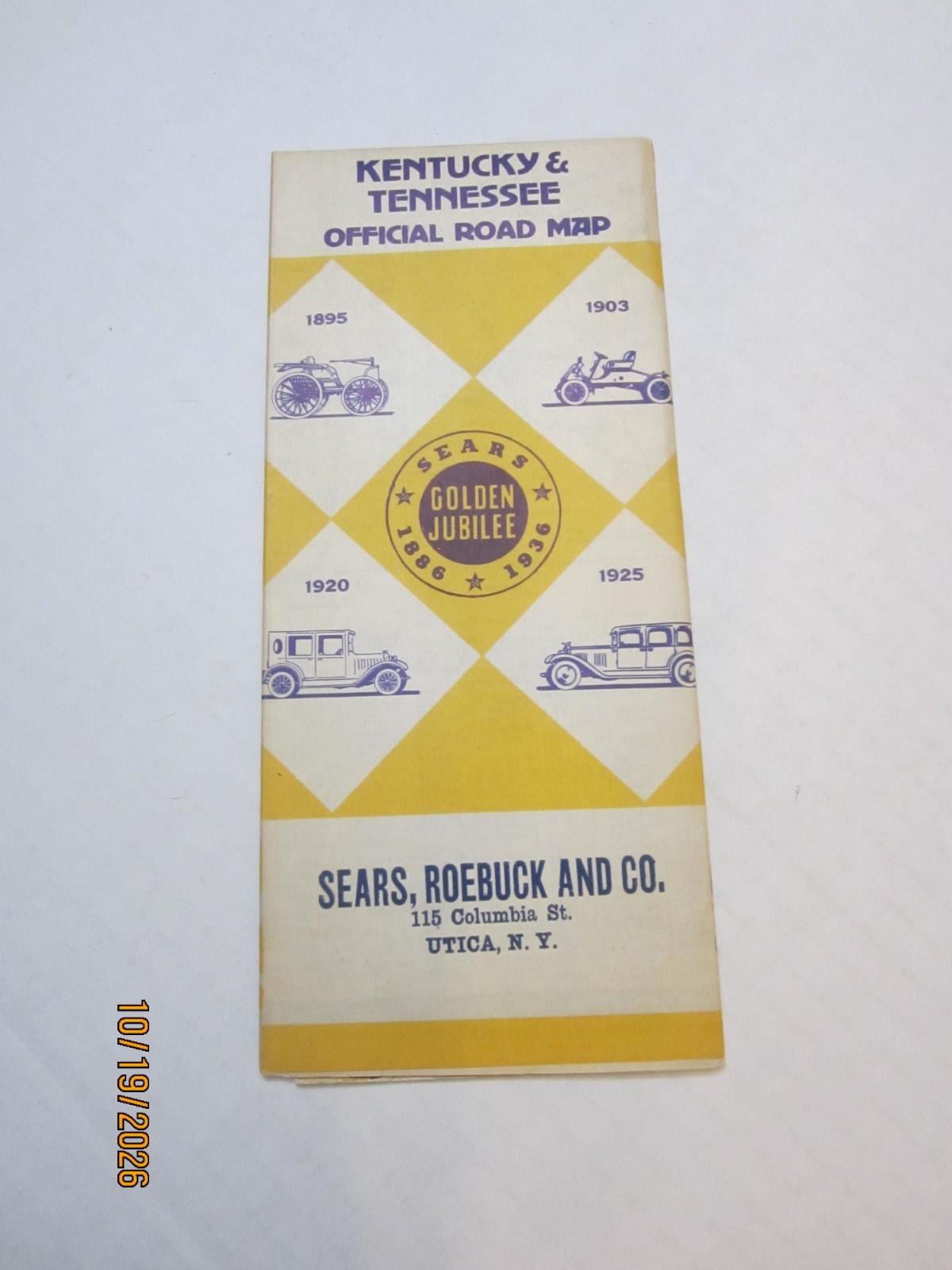 Vintage 1936 Sears Kentucky Tennessee State Highway Travel Road Map~HrcB