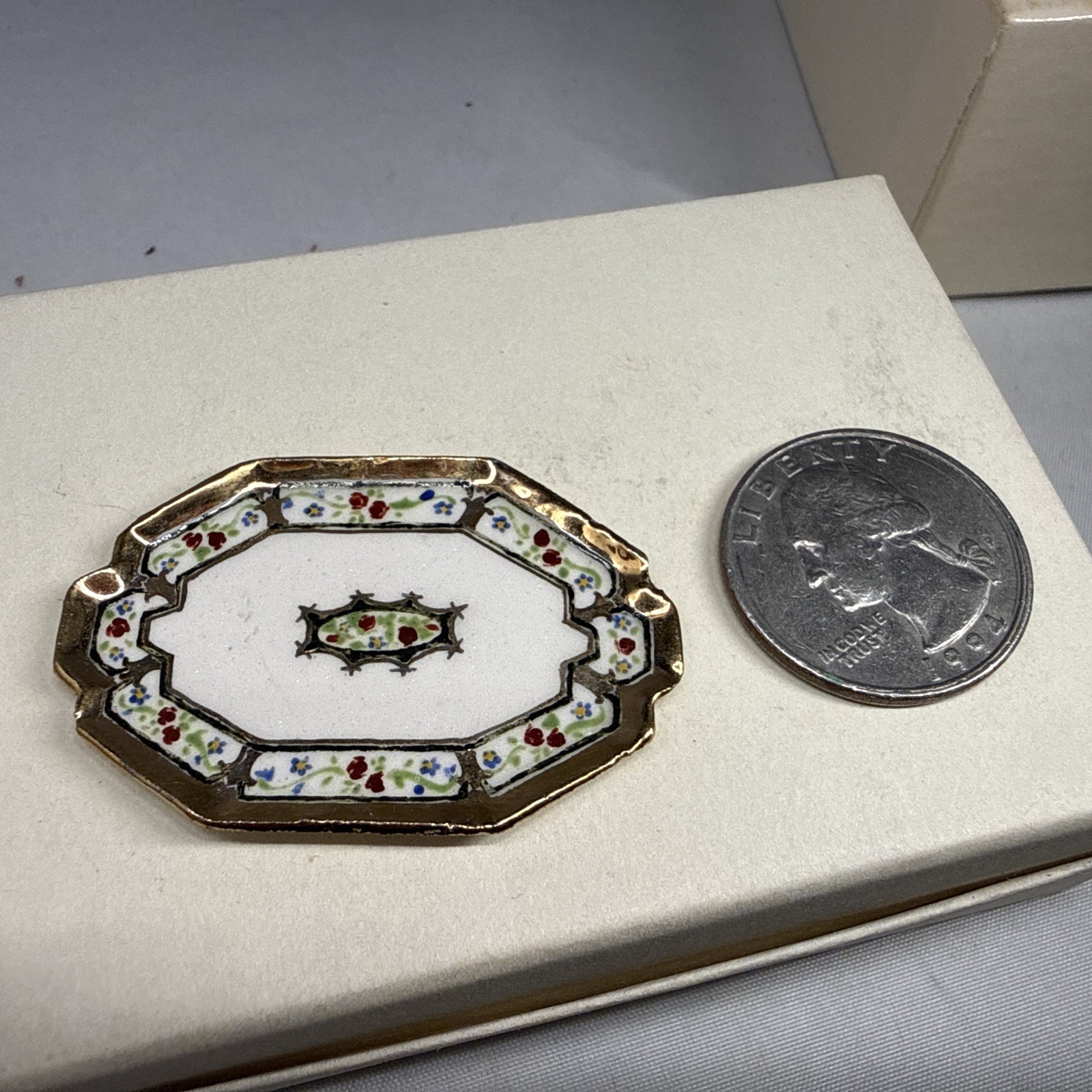 Jean Yingling JEY Signed Artisan Miniature Porcelain Floral Platter 1:12
