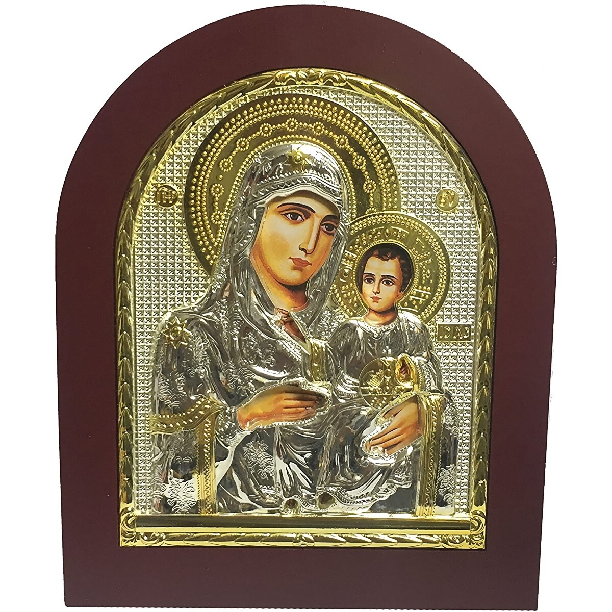 Maria With Angels Byzantine Icon Sterling Silver 925 Treated