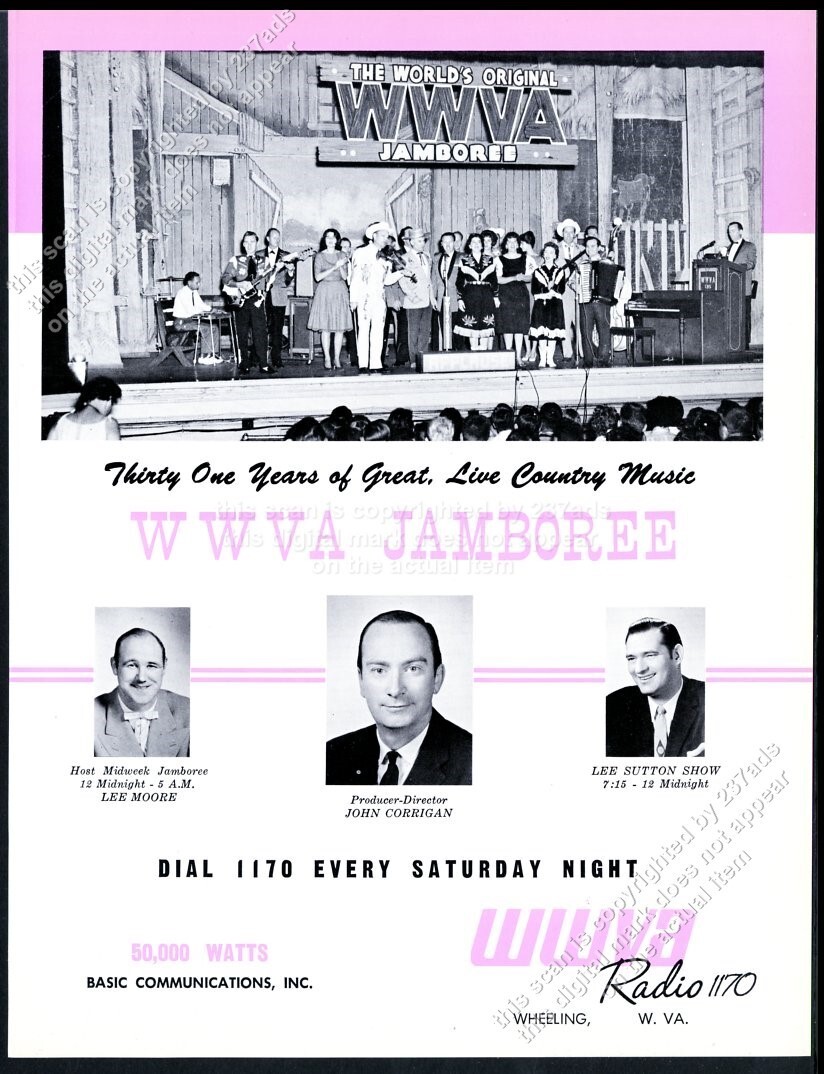 1965 WWVA radio station Wheeling WV Jamboree photo & DJs vtg trade print ad