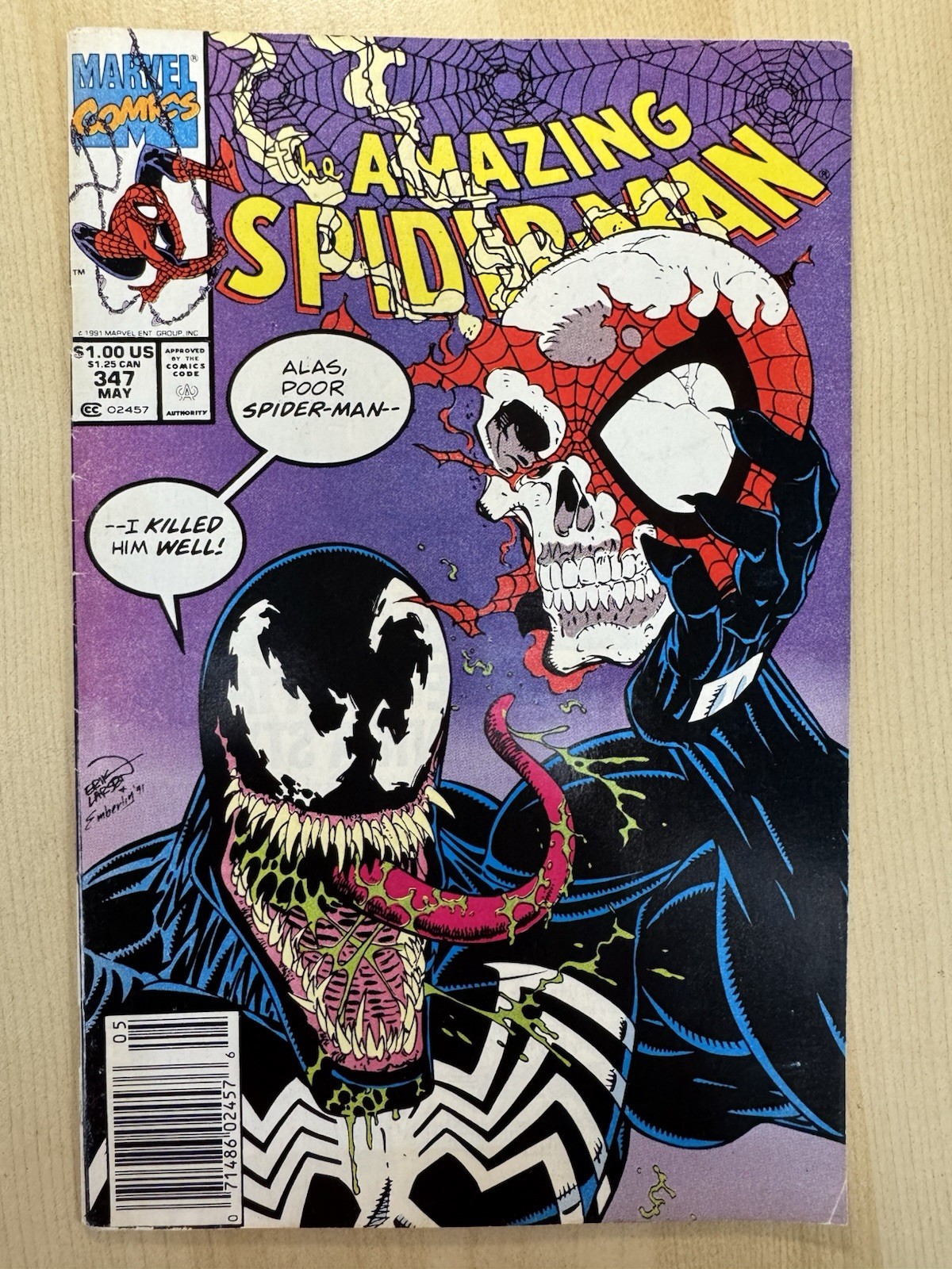 Rare Double Cover, Amazing Spider-Man #347 Venom, Erik Larsen Marvel Comics 1991 Rare Double Cover, Amazing Spider-Man #347 Venom, Erik Larsen Marvel Comics 1991