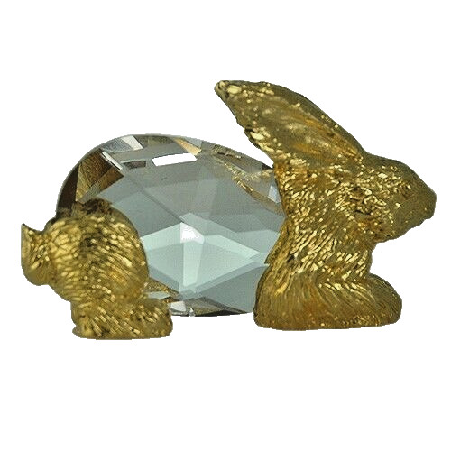 Crystal Zoo Bohemia lead crystal Bunnie Rabbit figurine hand made 18kt gold New