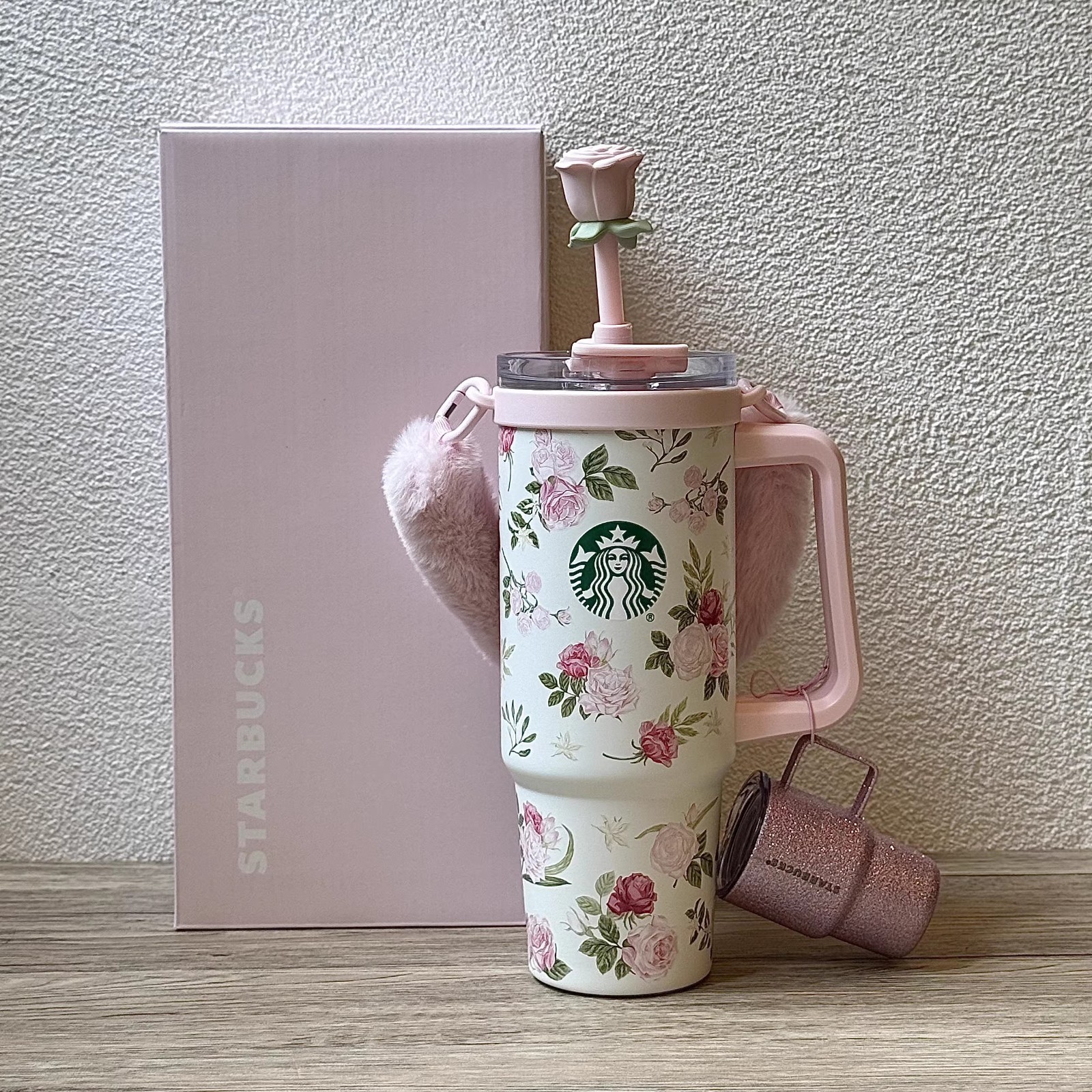 Starbucks China 2026 Rose Garden SS Straw Tumbler 30oz w/ Mini Cup Charm Limited