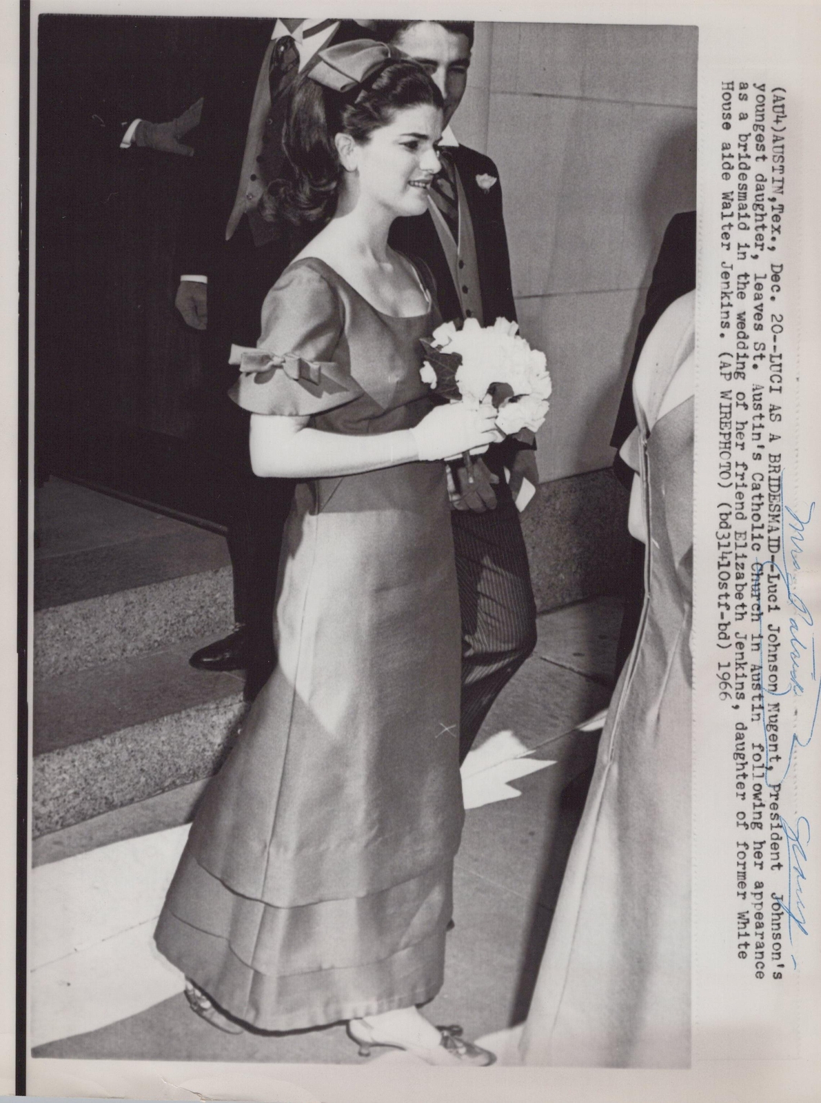 1966 Luci Johnson Nugent Bridesmaid St Austin\'s Church Austin Press Photo