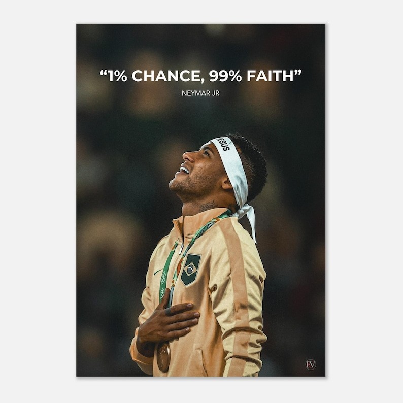 Neymar Jr Football Star Legend Wall Art Sports Fan Gift Poster Print 24x36