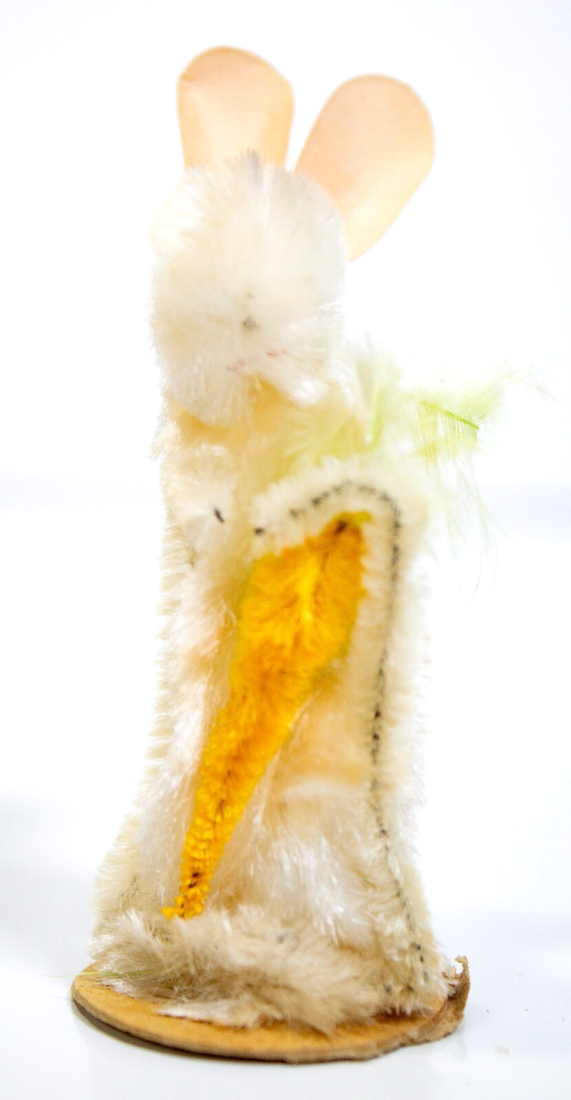 Japanese Vintage Fluffy Easter Decoration White Chenille Bunny With Carrot