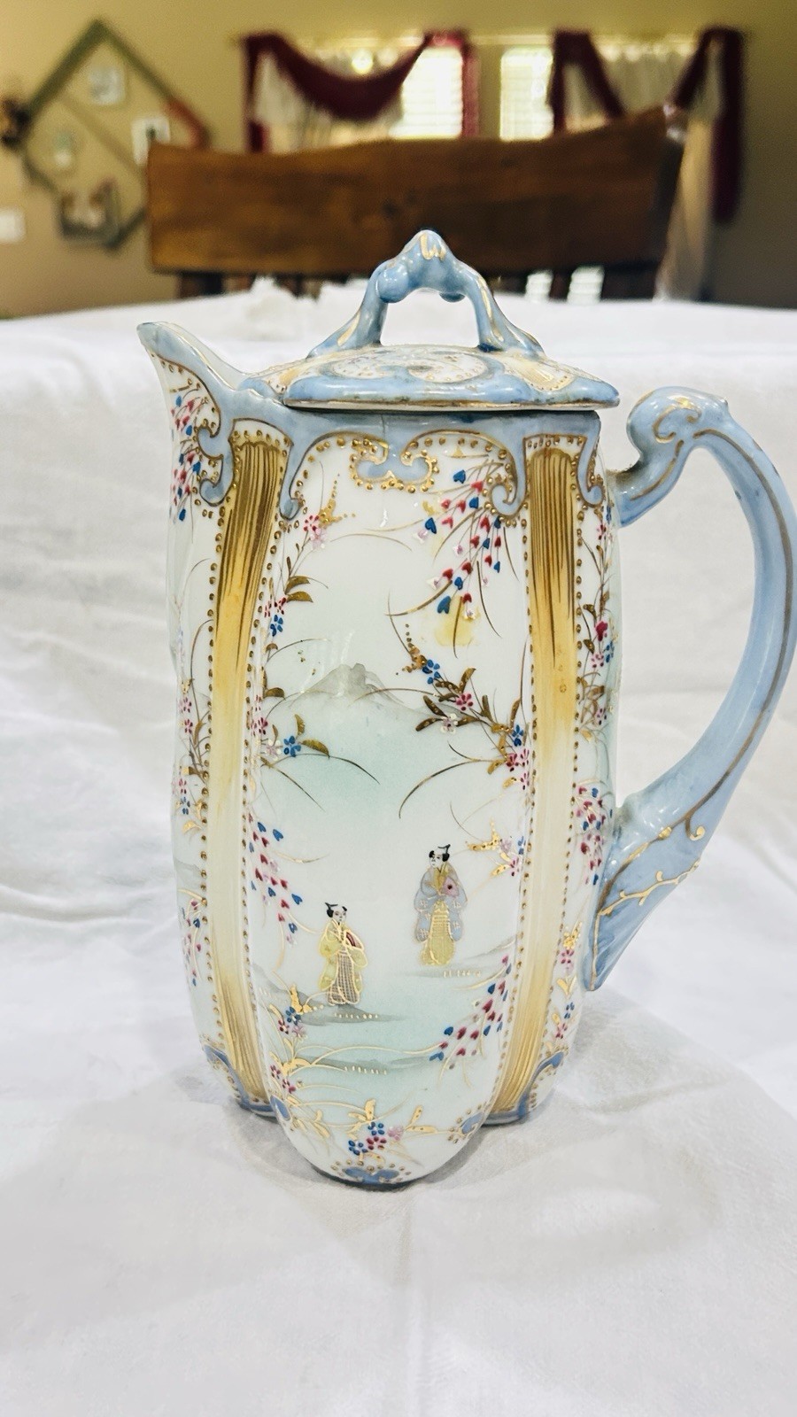 Antique Hand Painted Chinese Glass Pitcher Antique Hand Painted Chinese Glass Pitcher