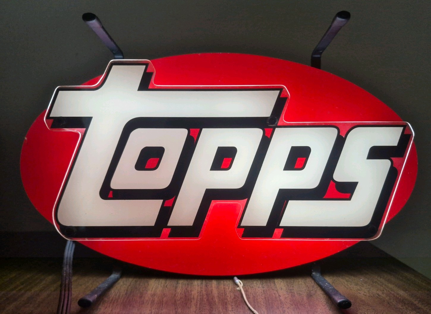 Vintage Topps Cards Lighted Advertising Sign Store Display 2-Sided Rare WORKS