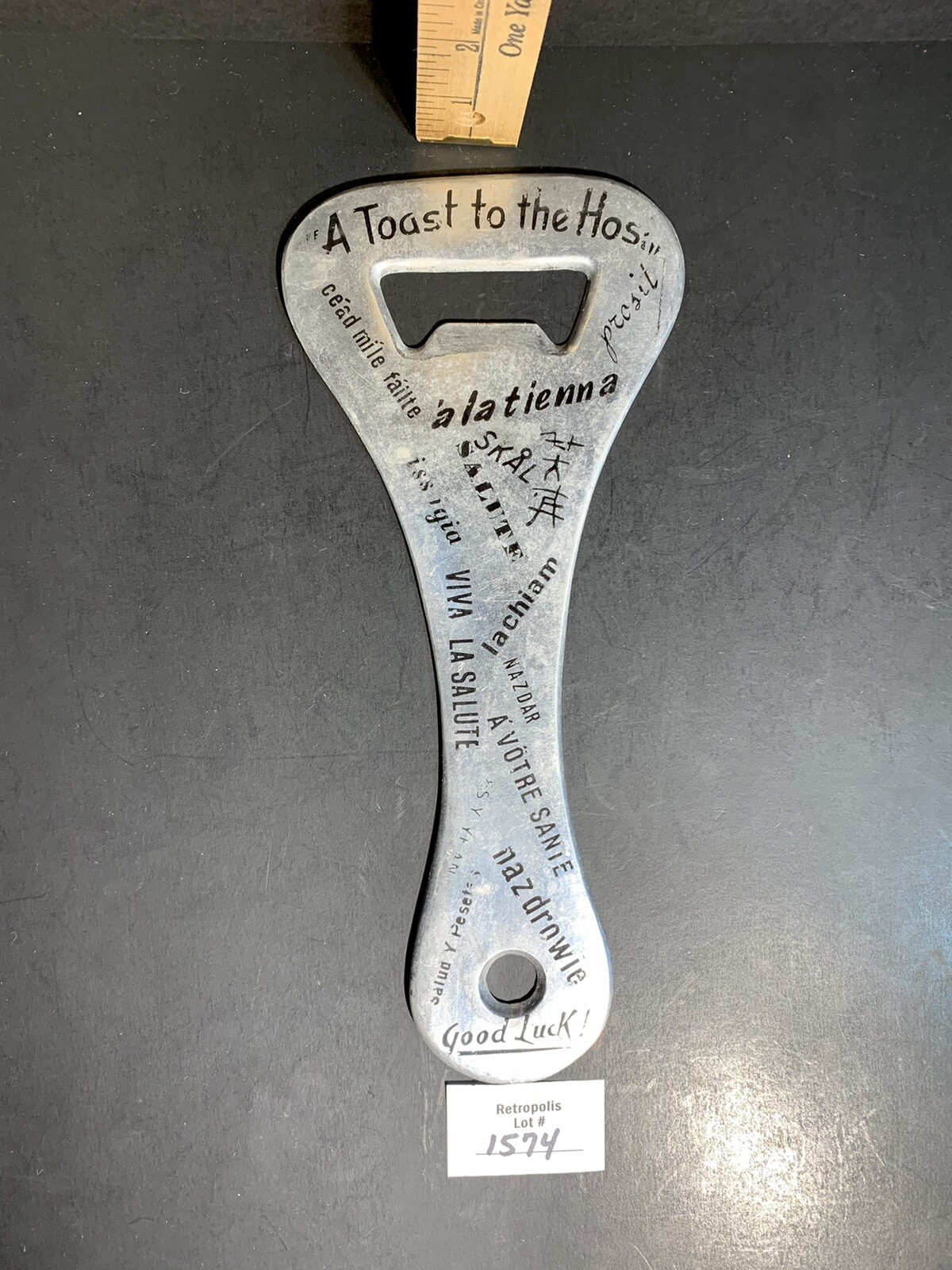 Vintage Large Paddle Aluminum BOTTLE OPENER Italy