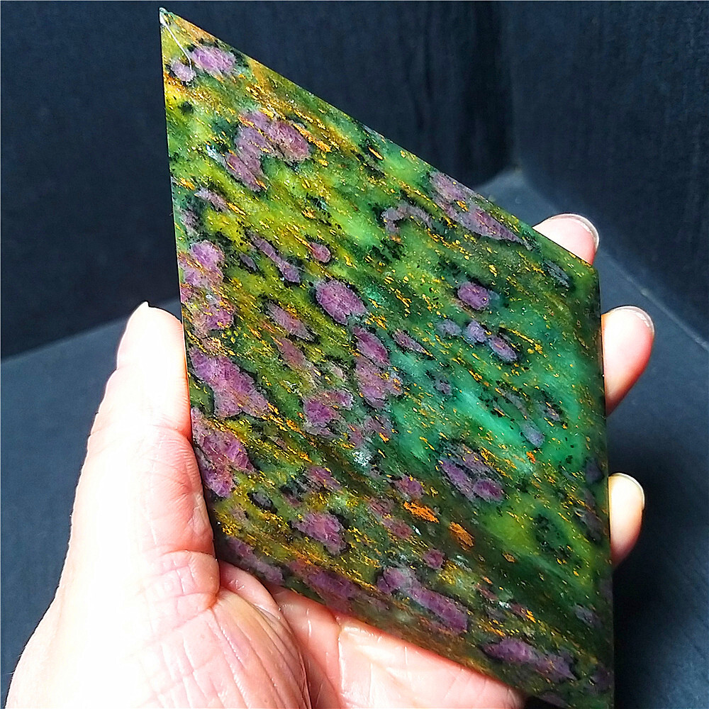 RARE221.5G Natural Polished Rhomboid Grandmother Gold Ruby Stone Healing A3635