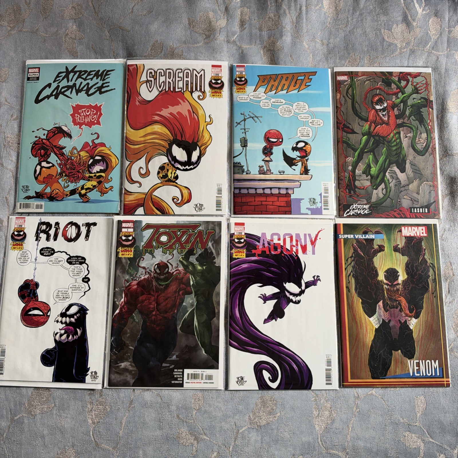 Lot 8 Skottie Young Covers Spider-Man Extreme Carnage Venom Toxin Riot Phage