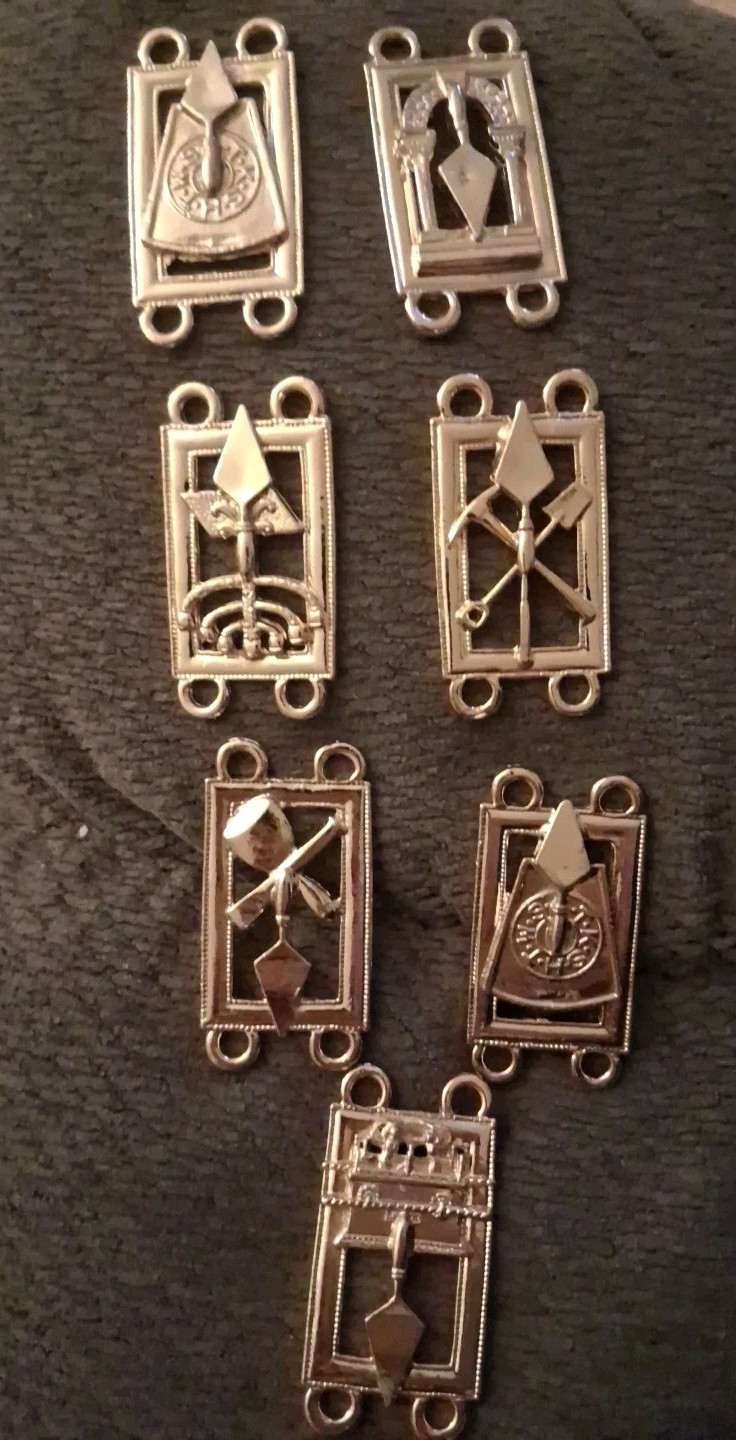 Large Lot Of 15 Misc Masonic Blue Lodge Officer Collar Silver&Gold Tone Emblems