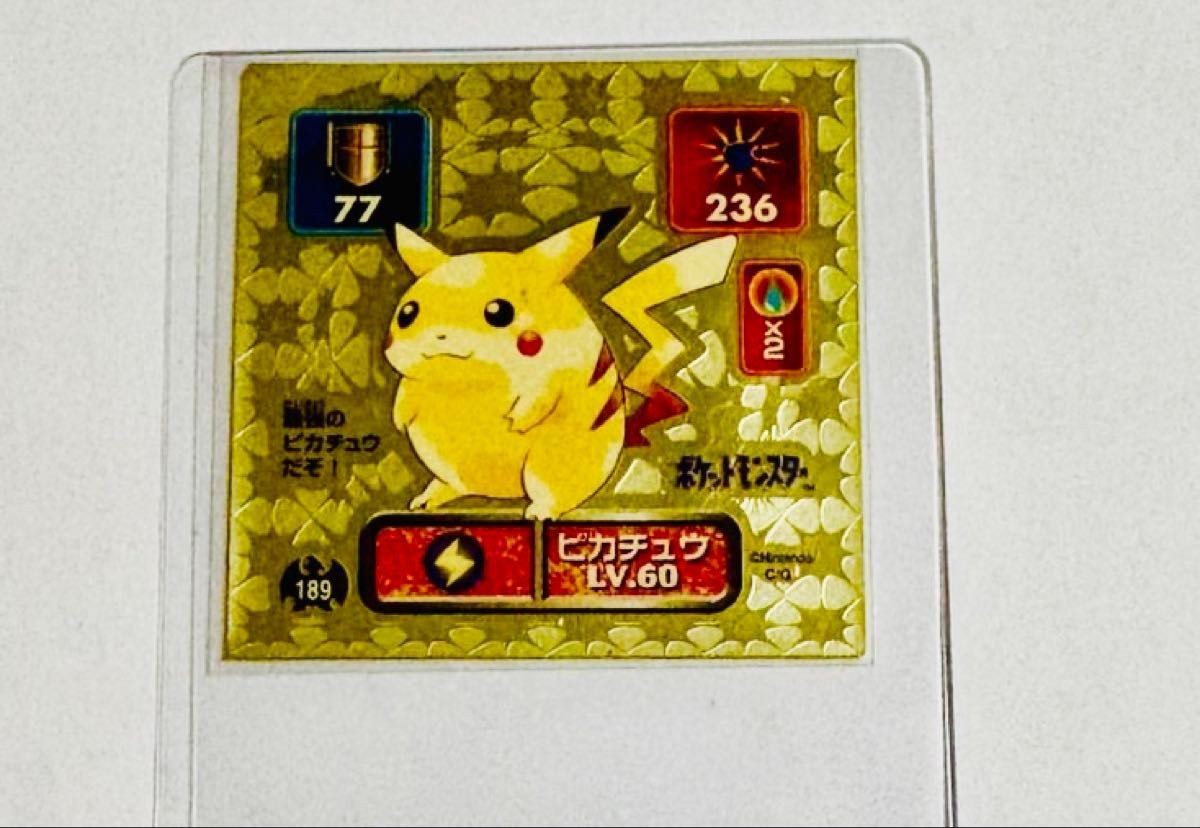 Pikachu Gold Hologram 1996 Amada Pokemon Saikyo Seal Retsuden Vintage Authentic
