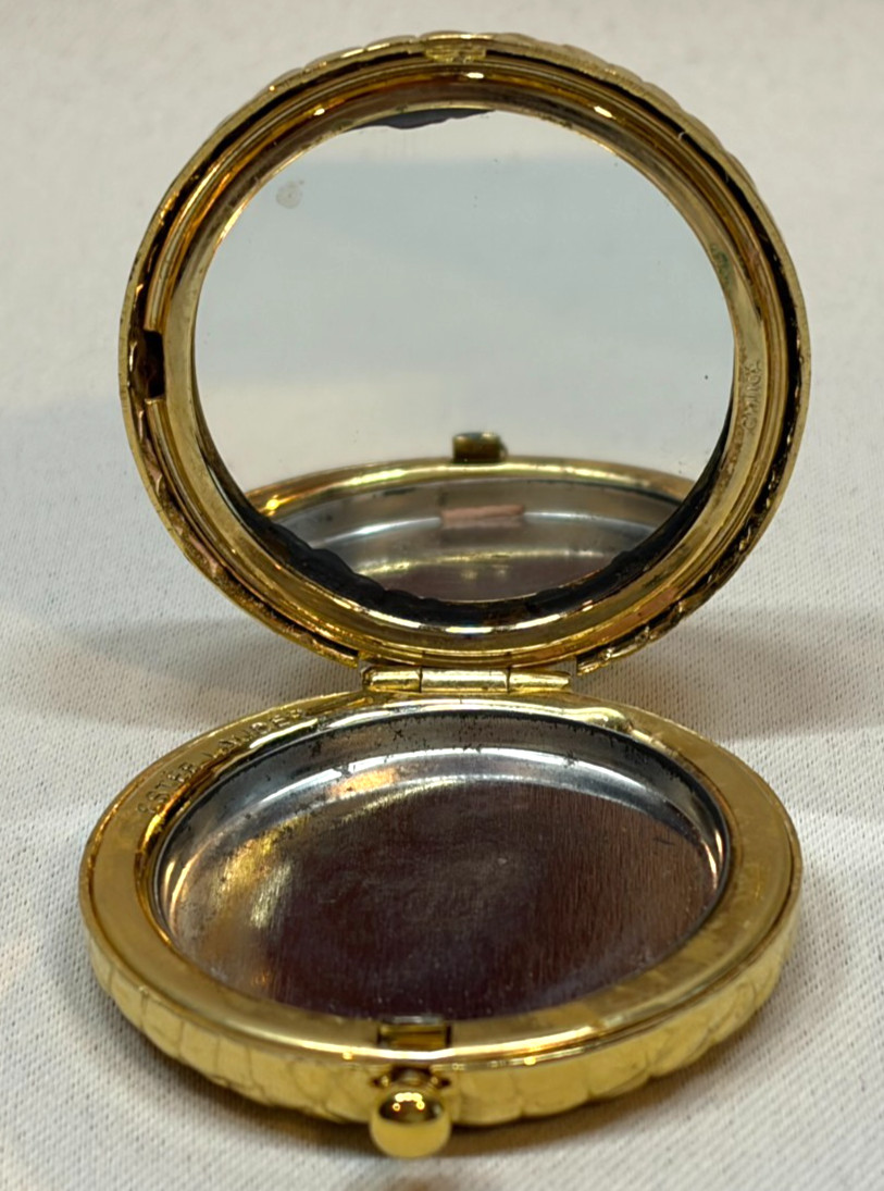Vintage Estee Lauder Golden Alligator Slim Compact Powder Mirror Gold Tone Empty Vintage Estee Lauder Golden Alligator Slim Compact Powder Mirror Gold Tone Empty