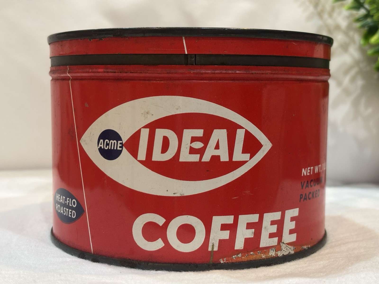 Vintage Acme Ideal Coffee Tin Philadelphia PA Red Kitchen Decor