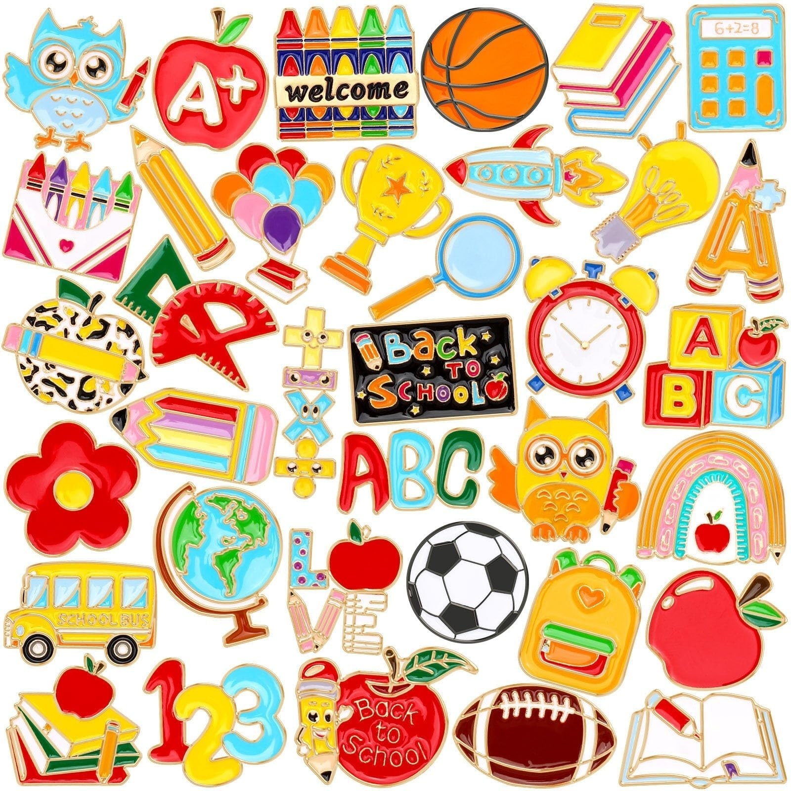 36Pcs Back to School Pins Enamel Pencil Ruler Teacher Lapel Brooch | First Da... 36Pcs Back to School Pins Enamel Pencil Ruler Teacher Lapel Brooch | First Da...