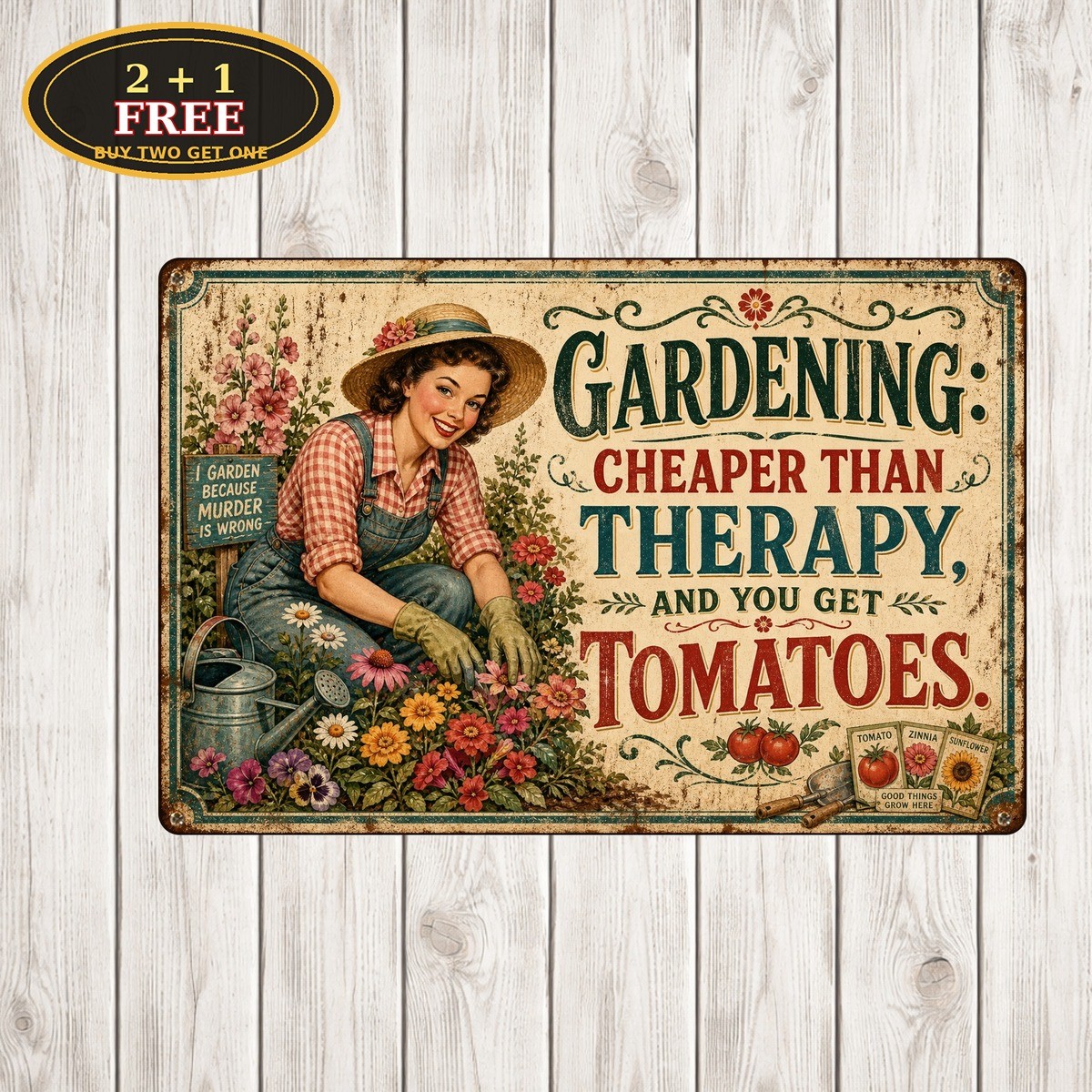 Just A Girl Who Loves Dogs and Gardening Vintage Flower Metal Tin Sign Plaque