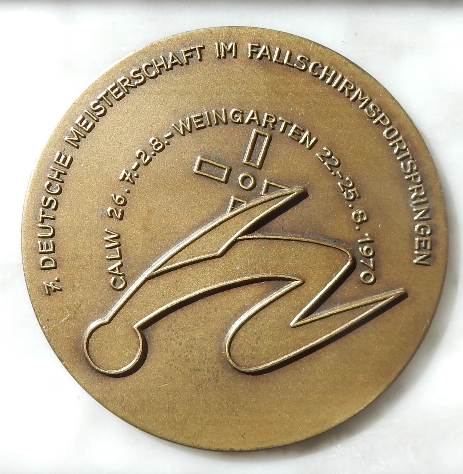 Vintage 7th German Championship in Parachuting Bronze Medal 1970 Vintage 7th German Championship in Parachuting Bronze Medal 1970