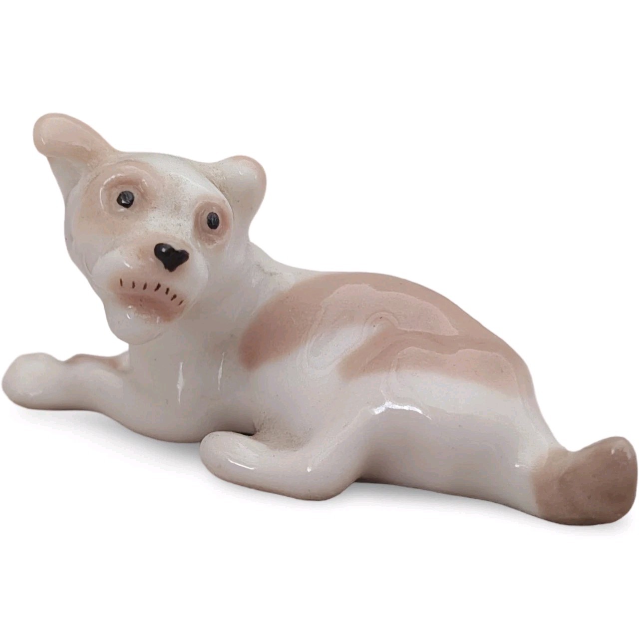  Vintage Lomonosov LFZ Porcelain Lying Dog Figurine Stamped Made in USSR