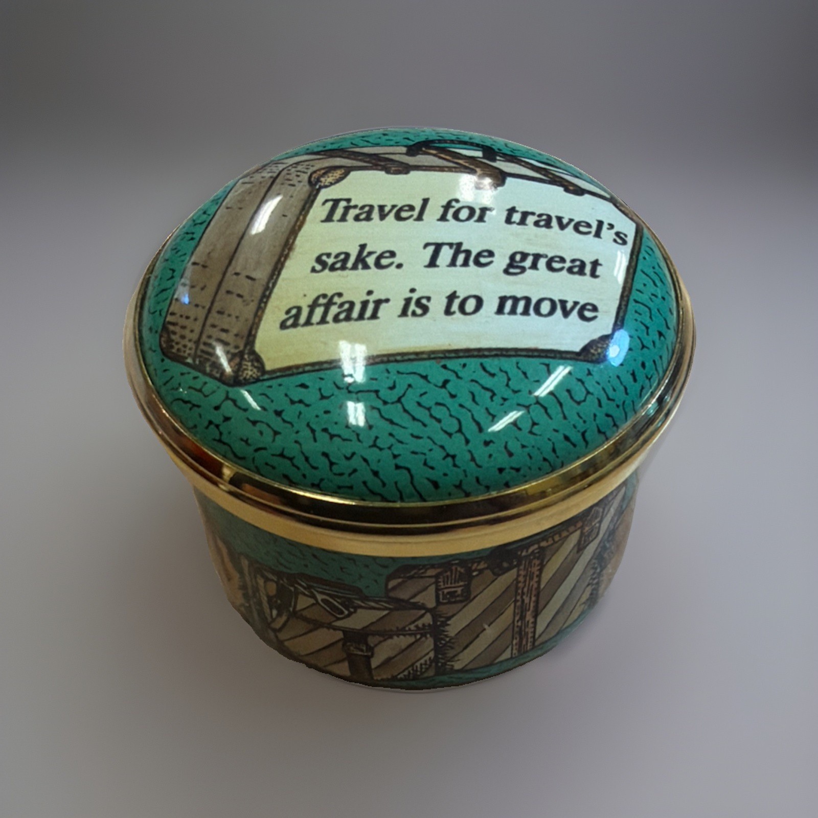 halcyon days enamel trinket box Robert louis Stevenson quote