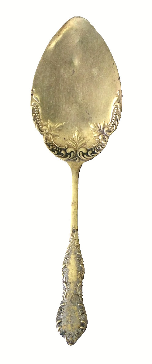 Vintage Antique Ornate Brass US Silver Company Cake Pie Server Cutter, 9