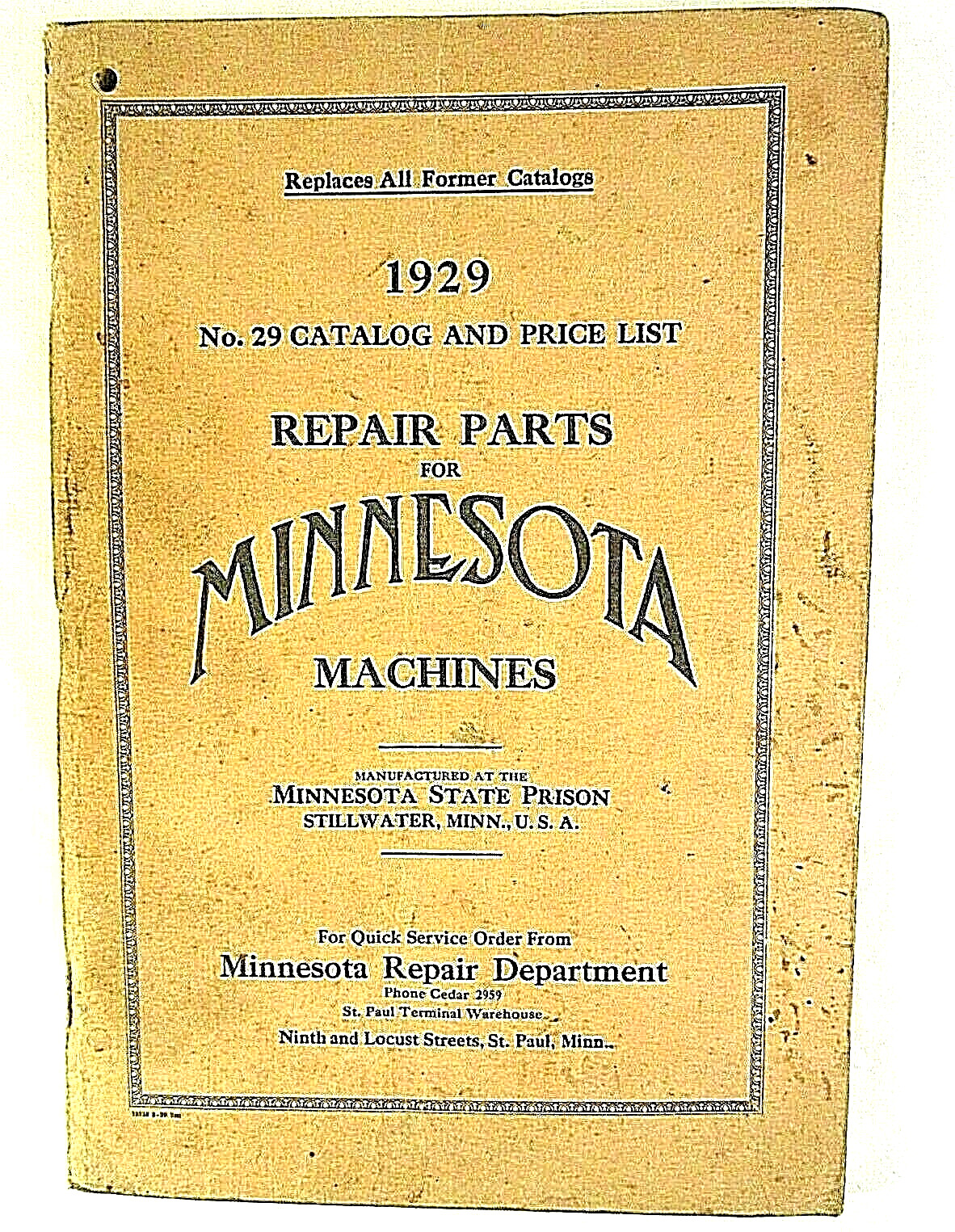 1929 Farm implement Catalog Minnesota Machines Mn State Prison  Agriculture