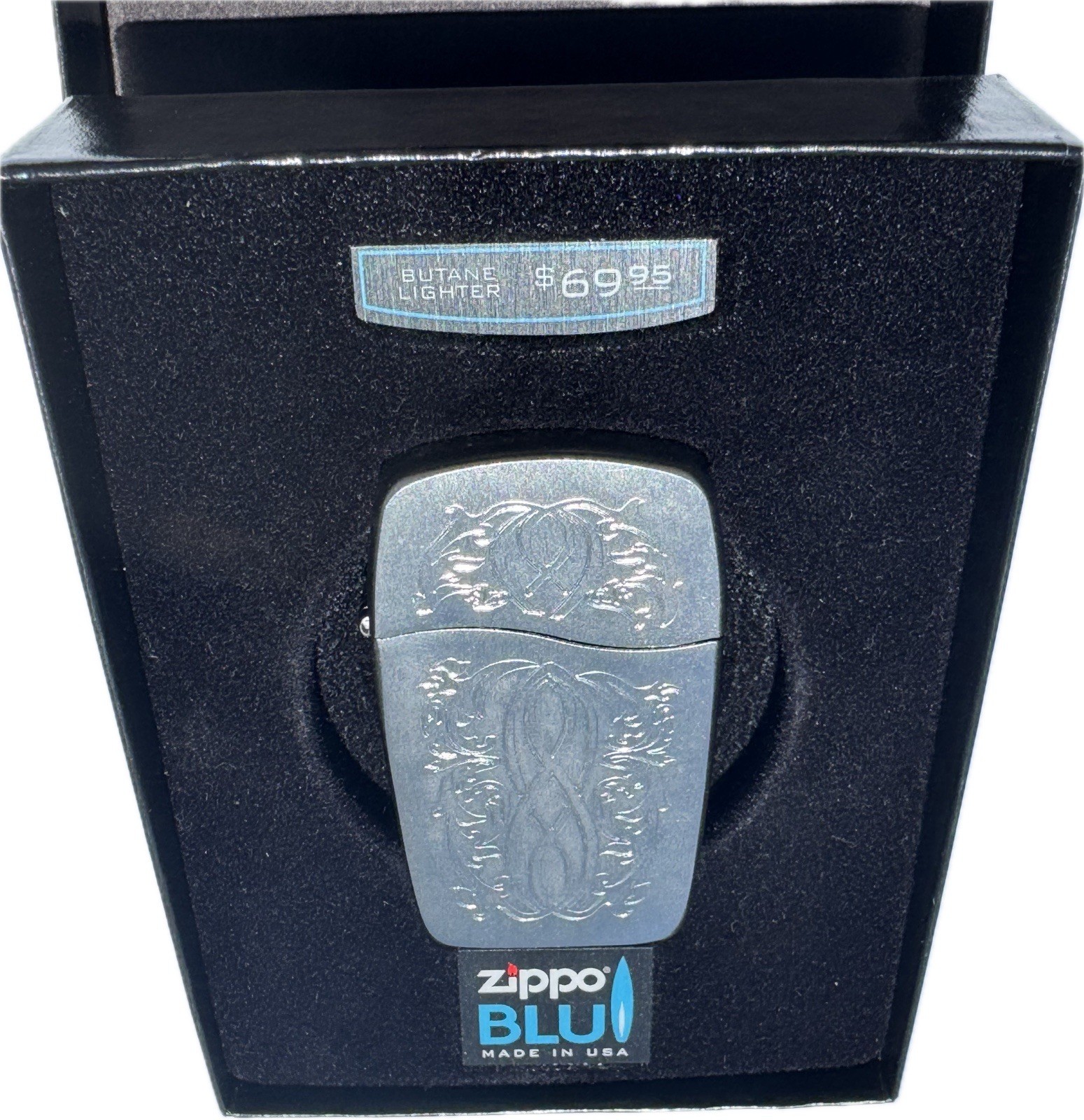 NOS Vintage Zippo Blu Butane Lighter 30037 Entwined ONLY 1 ON EBAY RARE Retired