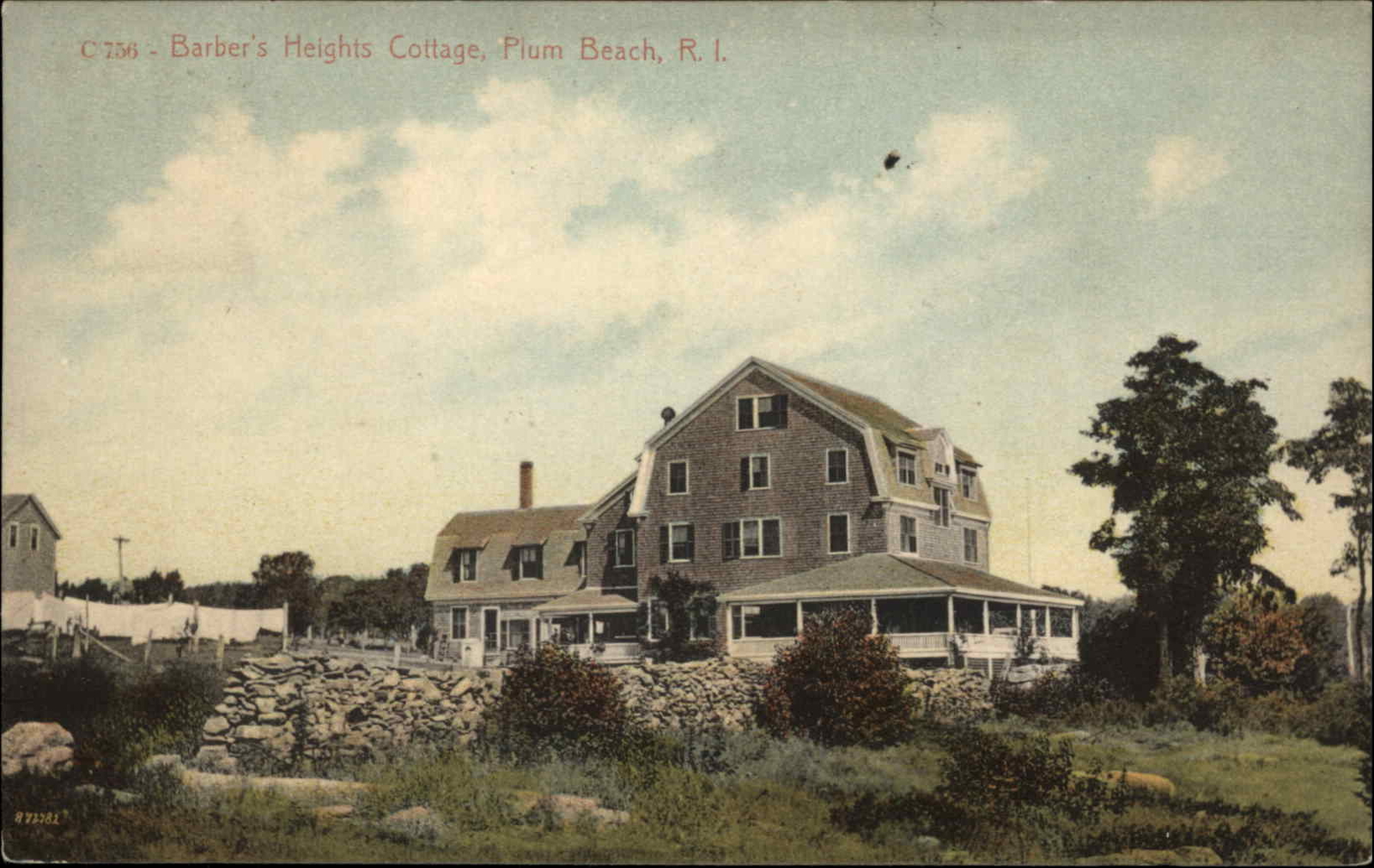 Plum Beach Rhode Island RI Barber\'s Heights Cottage c1910 Vintage Postcard