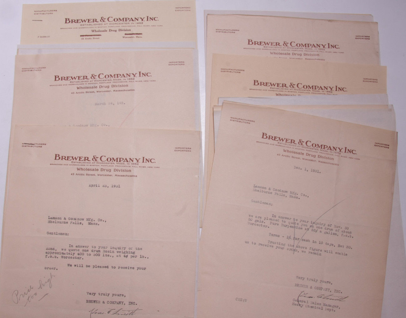 1931 Lamson Goodnow Brewer Company Inc Worcester MA Drug Division Ephemera L653C 1931 Lamson Goodnow Brewer Company Inc Worcester MA Drug Division Ephemera L653C