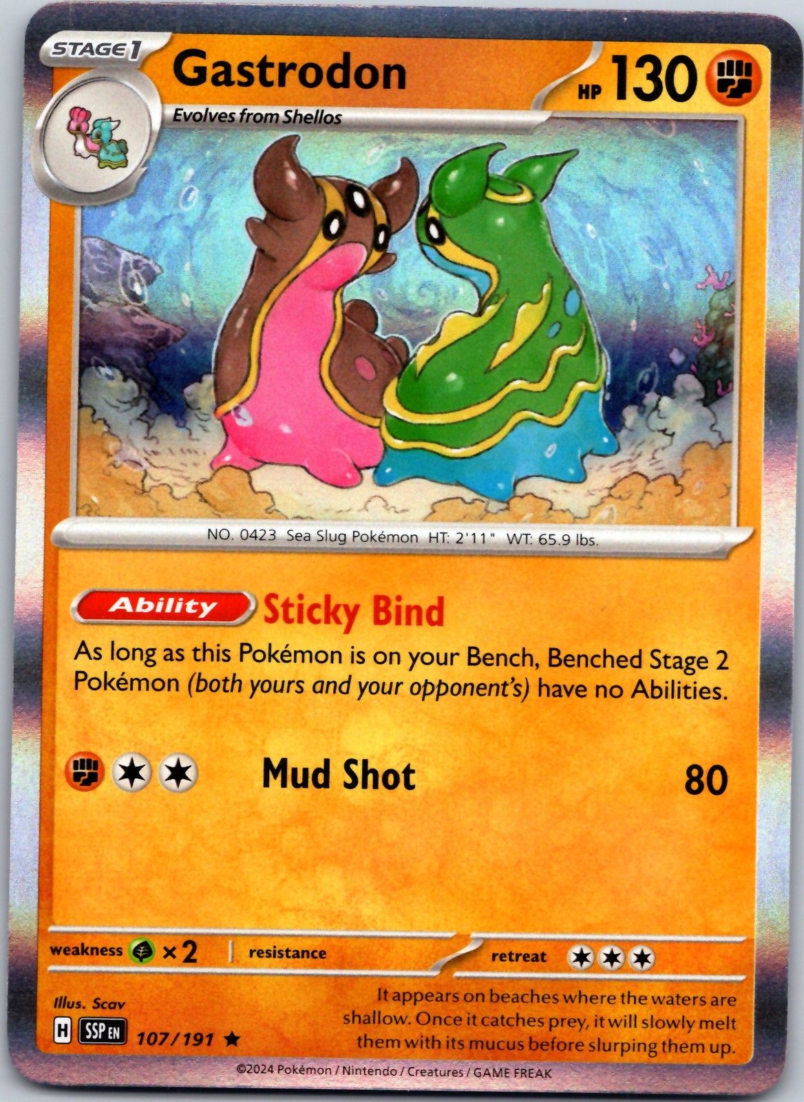 Pokémon SV08: Surging Sparks #107/191 Gastrodon Rare