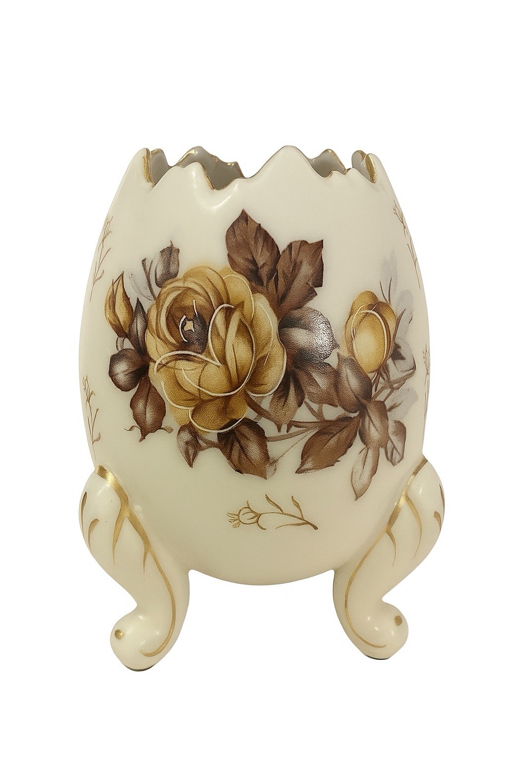 Vintage Cracked Egg Vase Floral - Napcoware Japan Hand Painted