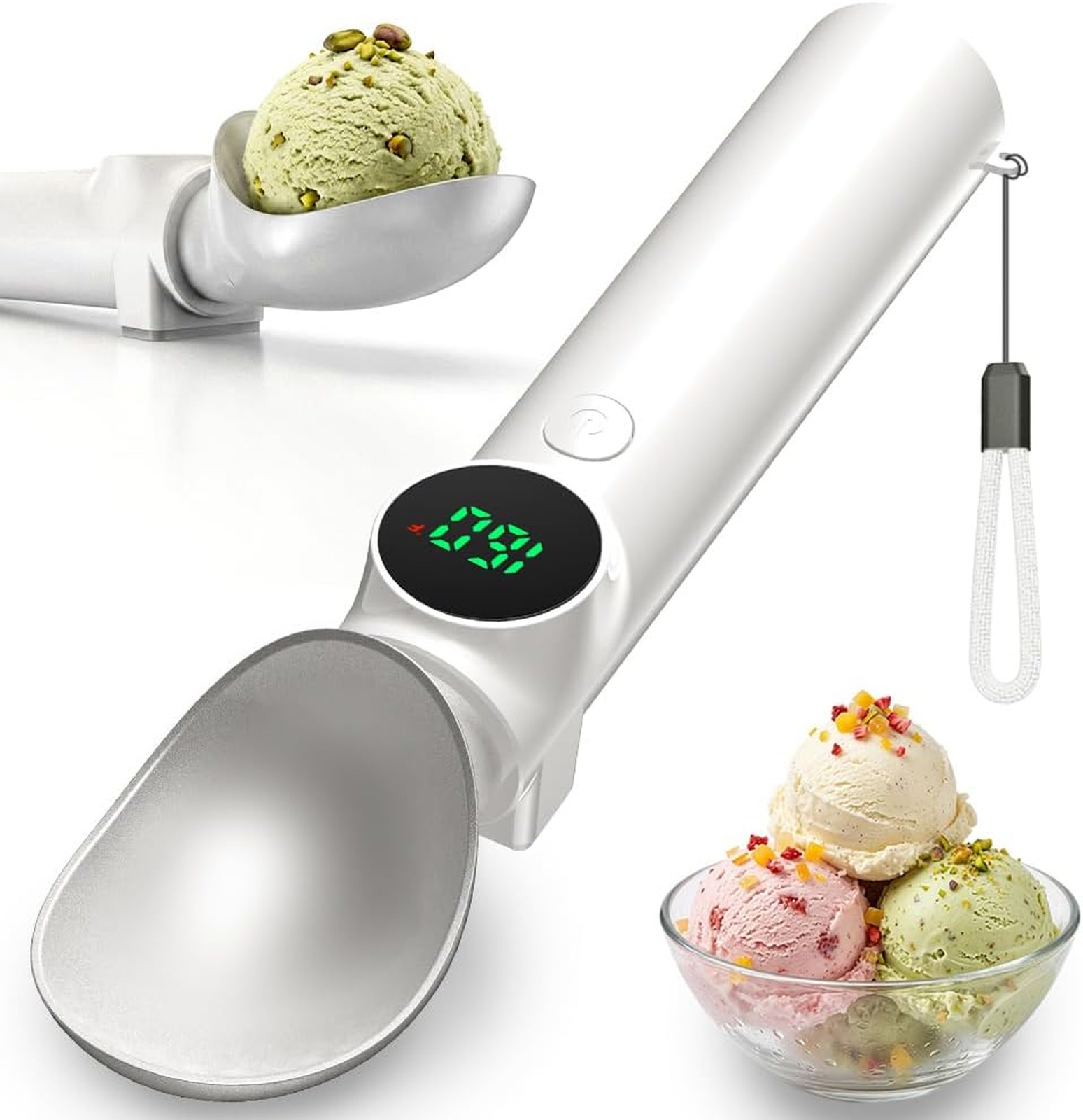 Heated Ice Cream Scoop Rechargeable, Electric Scooper with Drip-Proof Stand