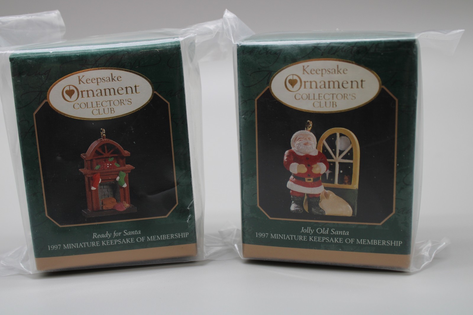 Hallmark Keepsake Club 1997 Ready For Santa & Jolly Old Santa Ornaments New