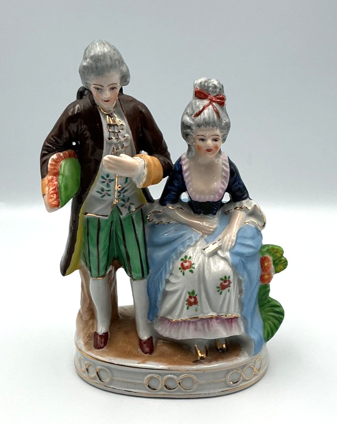 Vintage Occupied Japan Colonial Courting Couple Porcelain Figurines Pair 7\
