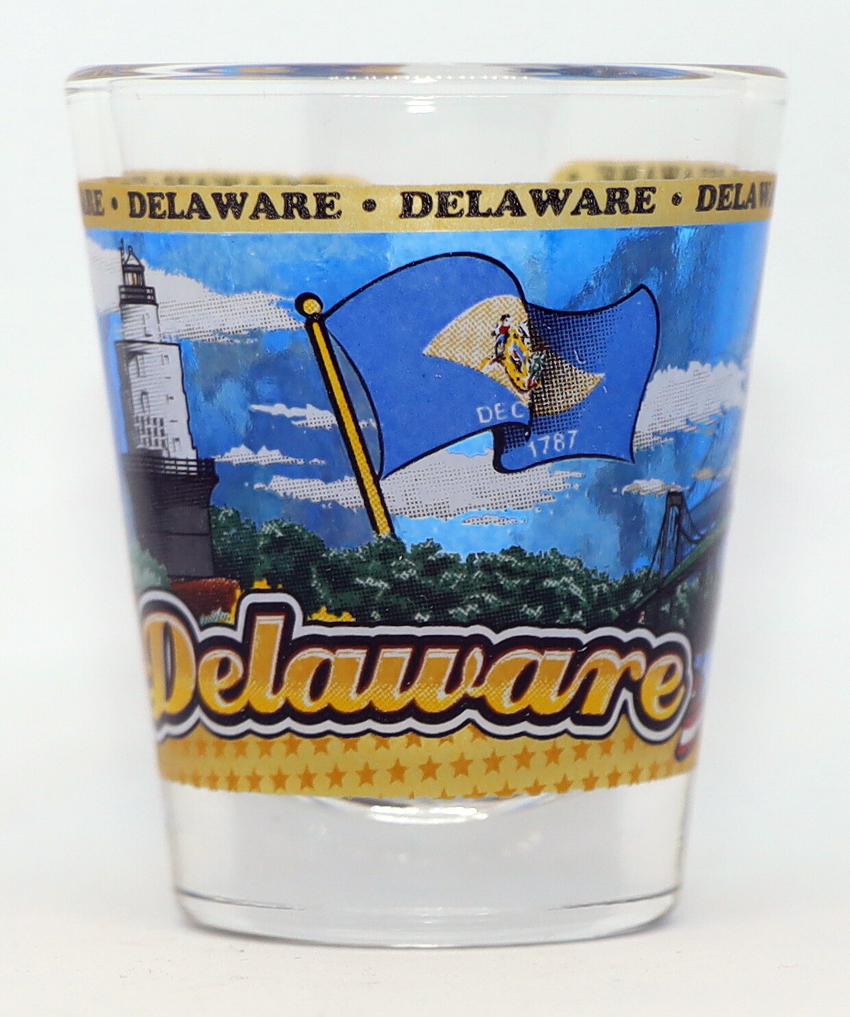 DELAWARE STATE WRAPAROUND SHOT GLASS SHOTGLASS
