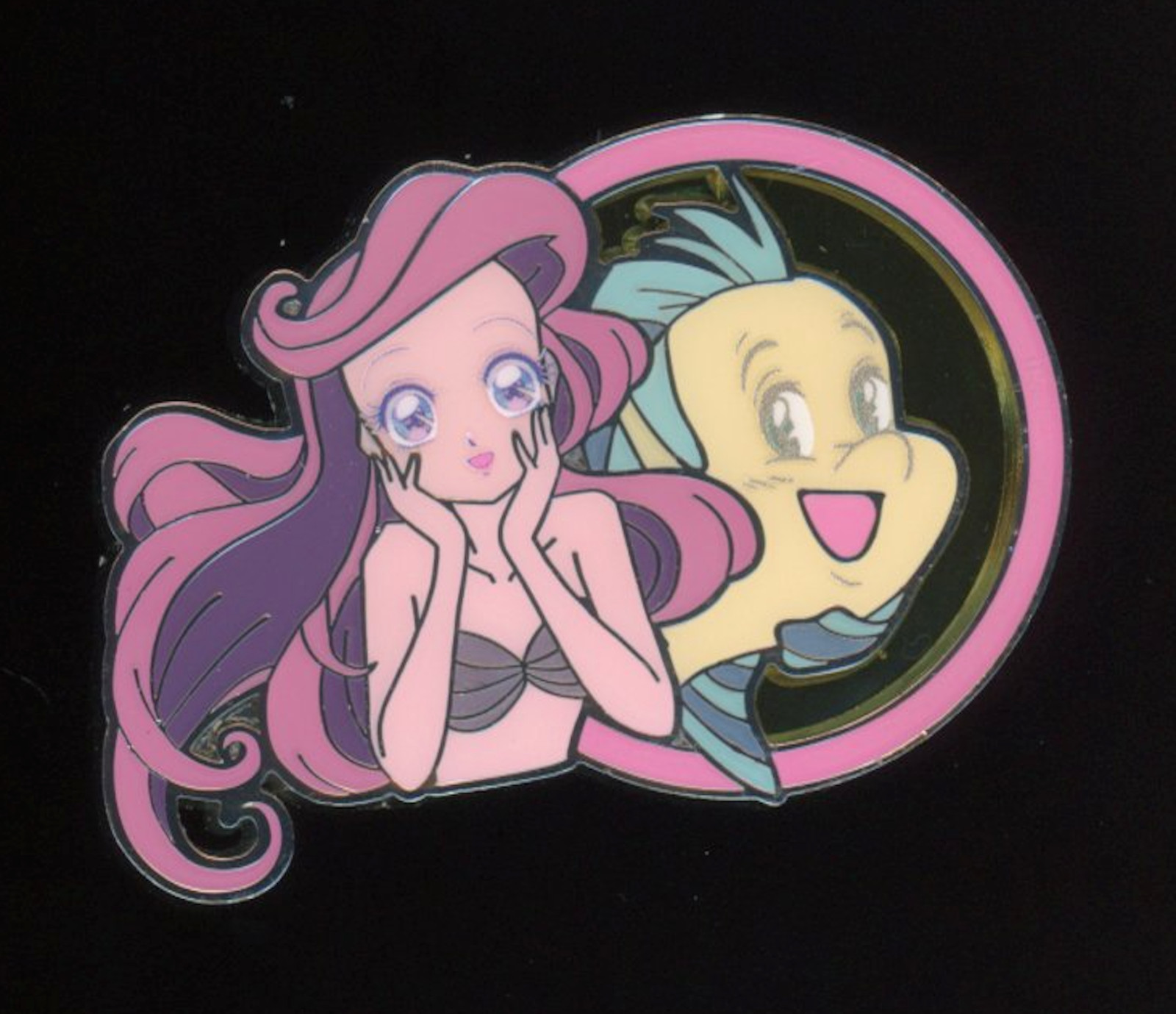 2024 HKDL Hong Kong Manga Princess Ariel and Flounder Little Mermaid Pin